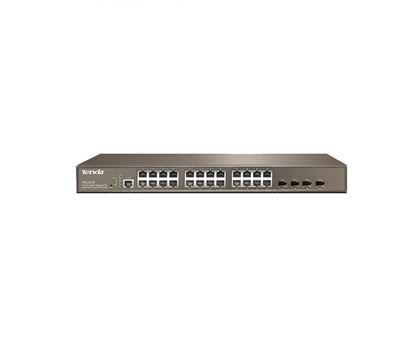 Tenda TEG3224P 24-Port 10/100/1000 Mbps + 4 Shared SFP PoE Managed Switch